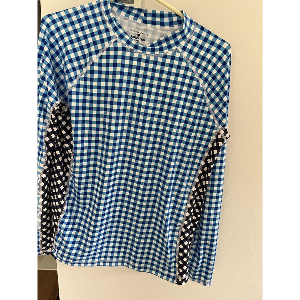 Draper James Lands End Womens XXL Water Shirt Rash Guard Gingham Pool Beach - Picture 2 of 9